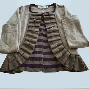 Long Sleeve Lambs Wool Angora Size S Open Front